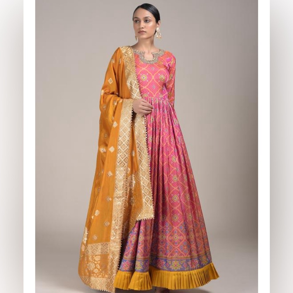 Indian Anarkali Partywear long dress bandhani patola